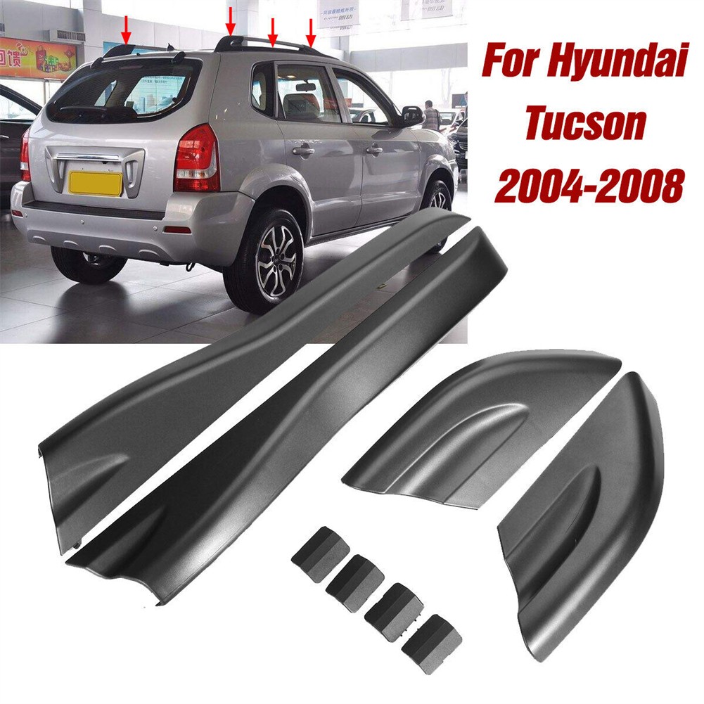 Coques De Protection Pour Barres De Toit Hyundai Tucson 2004-2008 - Lot De 8 Pièces, ABS Noir