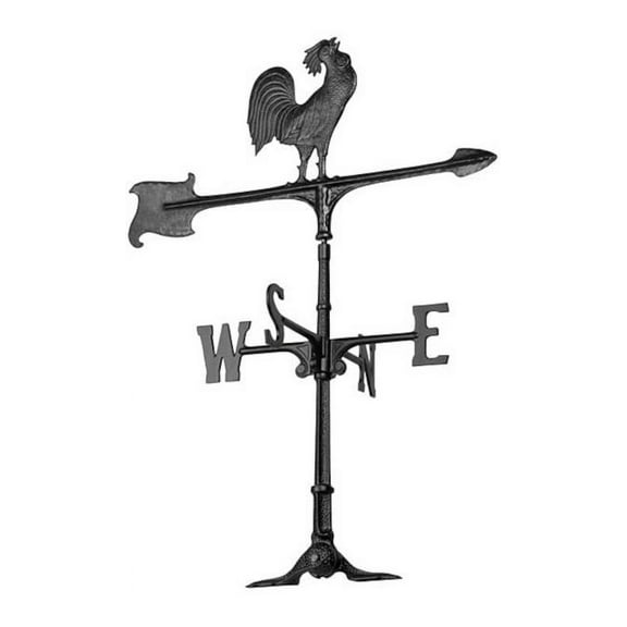 Black Rooster Large Accent Weathervane for Garden, Backyard, Patio and Outdoors