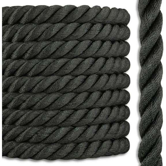 Black  Rope | 3 Strand Twisted | 100%  | 1/4 in. x 50 feet