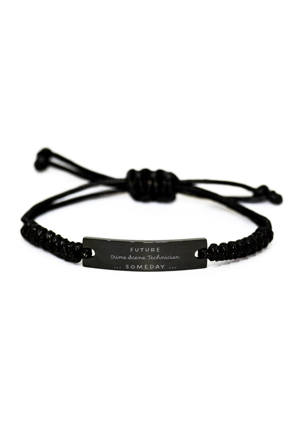 Black Rope Bracelet Crime Scene Technician Graduation Gifts Future Crime Scene Technician Someday Inspirational Confidence Jewelry for Criminal Justice Major Students Military Women Men