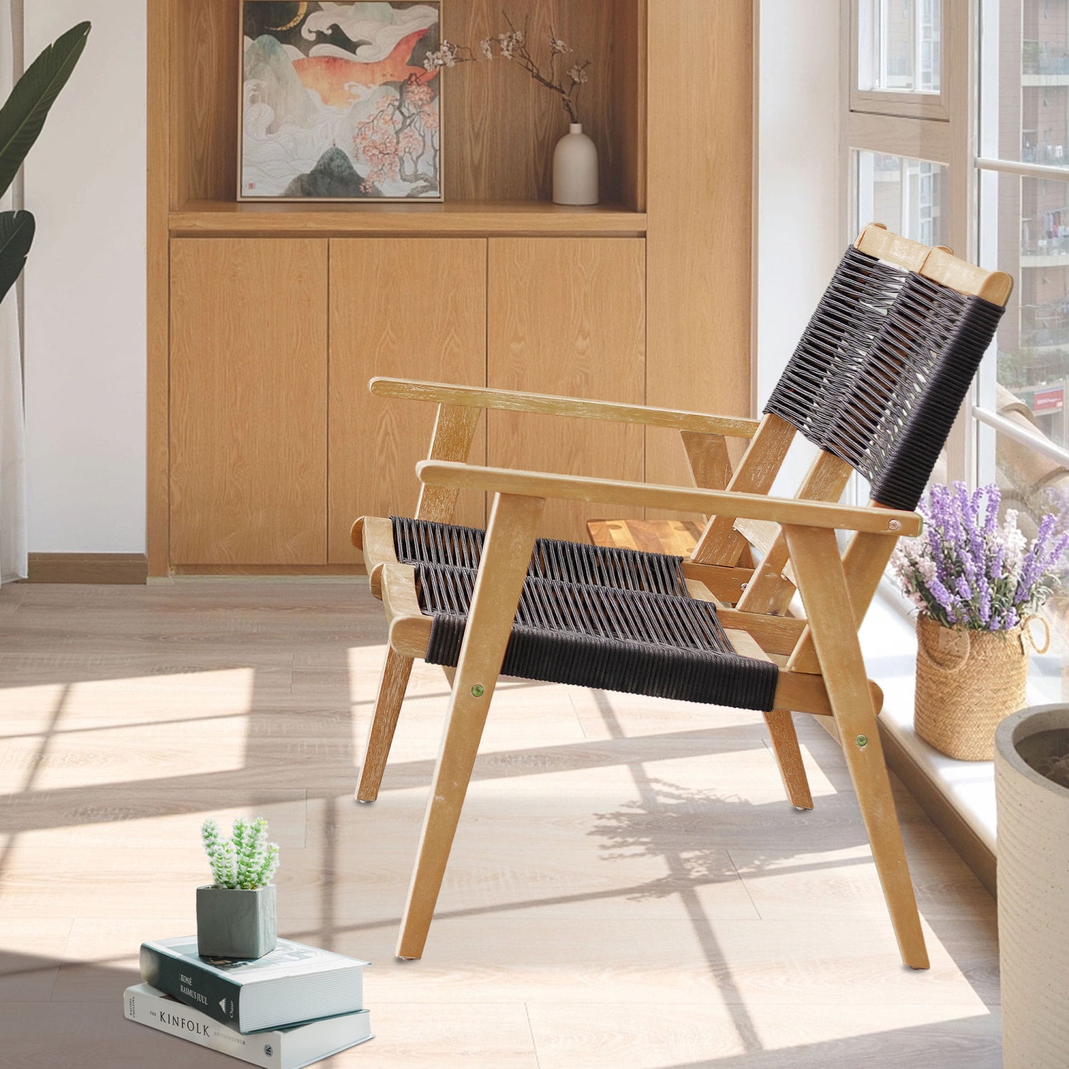 Black Rope Patio Furniture Chairs Stylish 2 Seat Outdoor Conversation