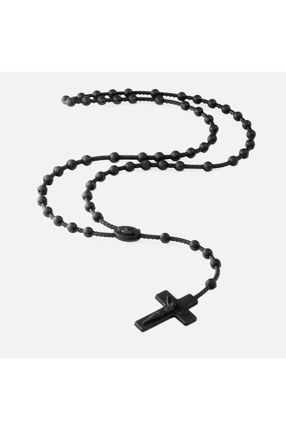 Black Rosary Cross Silicone Necklace