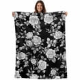 thumbnail image 1 of Black Rose Blanket Soft Cozy Warm Throw Blanket for Couch, Plush Fuzzy Flannel Fleece Blankets for Sofa, Vintage Pastoral Botanical Floral Leaves Vines Bed Blankets Lightweight Gifts for Men, 40"x60", 1 of 9