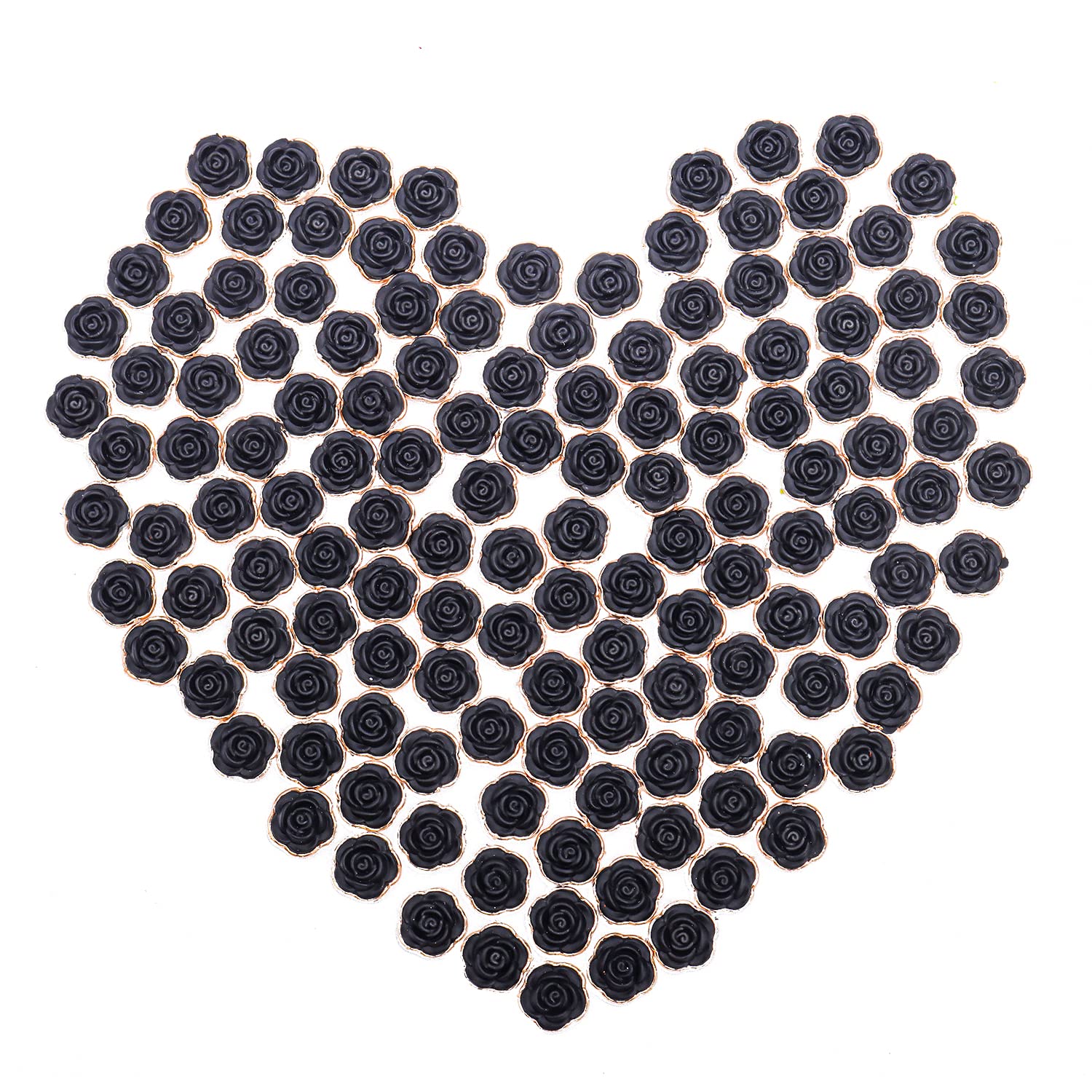 Black Rose Flower Slime Charms - Resin Flatback Metal Rose Buttons for ...