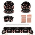 thumbnail image 1 of Black Rose Gold Party Supplies,40th Birthday Theme Disposable Party Tableware Sets - Paper Plates,Napkins,Plastic Forks Knives,Tablecloths,40th Birthday Decorations for Men,24 Guests, 1 of 7