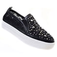 thumbnail image 1 of Black Rose Lace Rhinestone Slip On Platform Sneakers Women's, 1 of 1