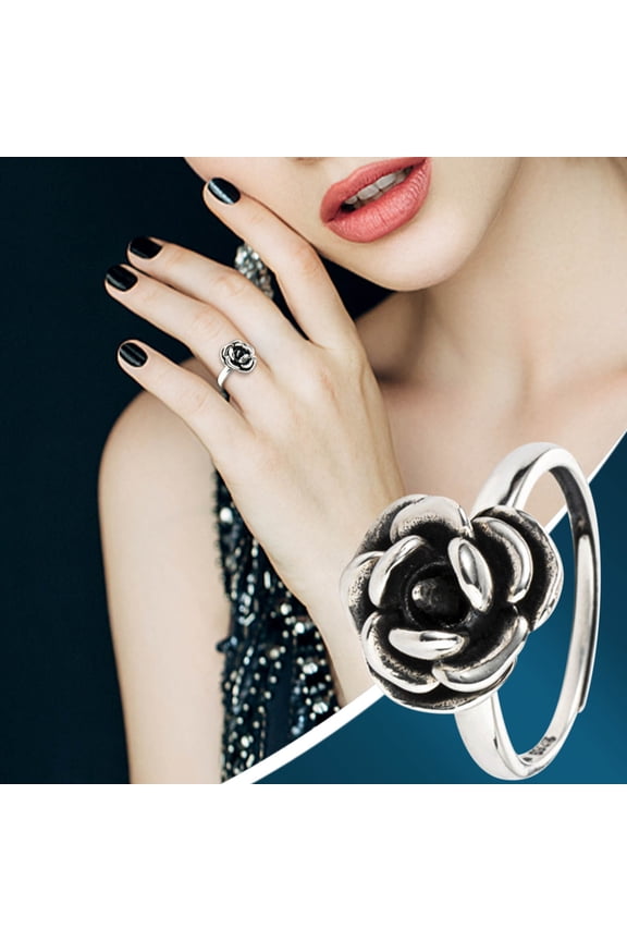 Black Rose Ring, Blooming From Darkness Black Rose Rings Love All Parts Of Yourself Creative Personalized Therapeutic Gifts Jewelry