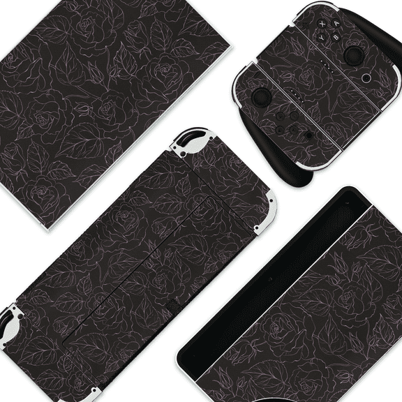 Black Rose Skin | Flower Nintendo Switch OLED or Lite Wrap