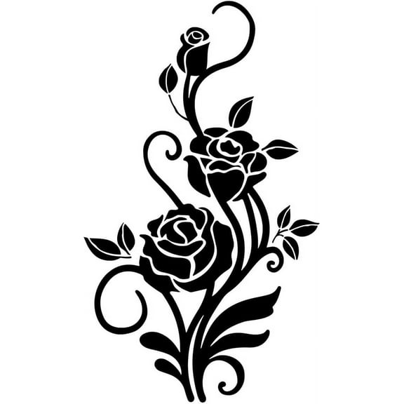 Black Rose Wall Stickers Rose Vine Wall Decals Black Rose Leaves Wall Decor