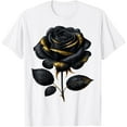 thumbnail image 1 of Black Rose with Golden Sparkes T-ShirtMen's and women's pure cotton short-sleeved shirts, 1 of 7