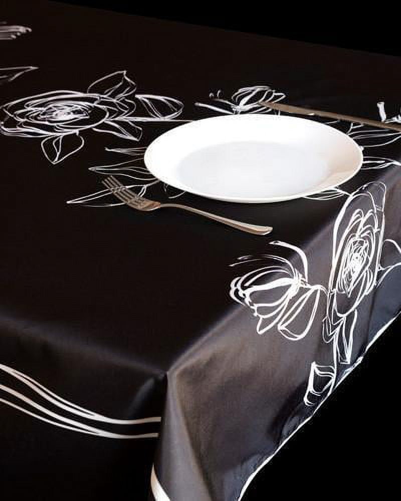 Black Roses 100 Polyester, Stain Resistant Tablecloth 94 x 59 inch
