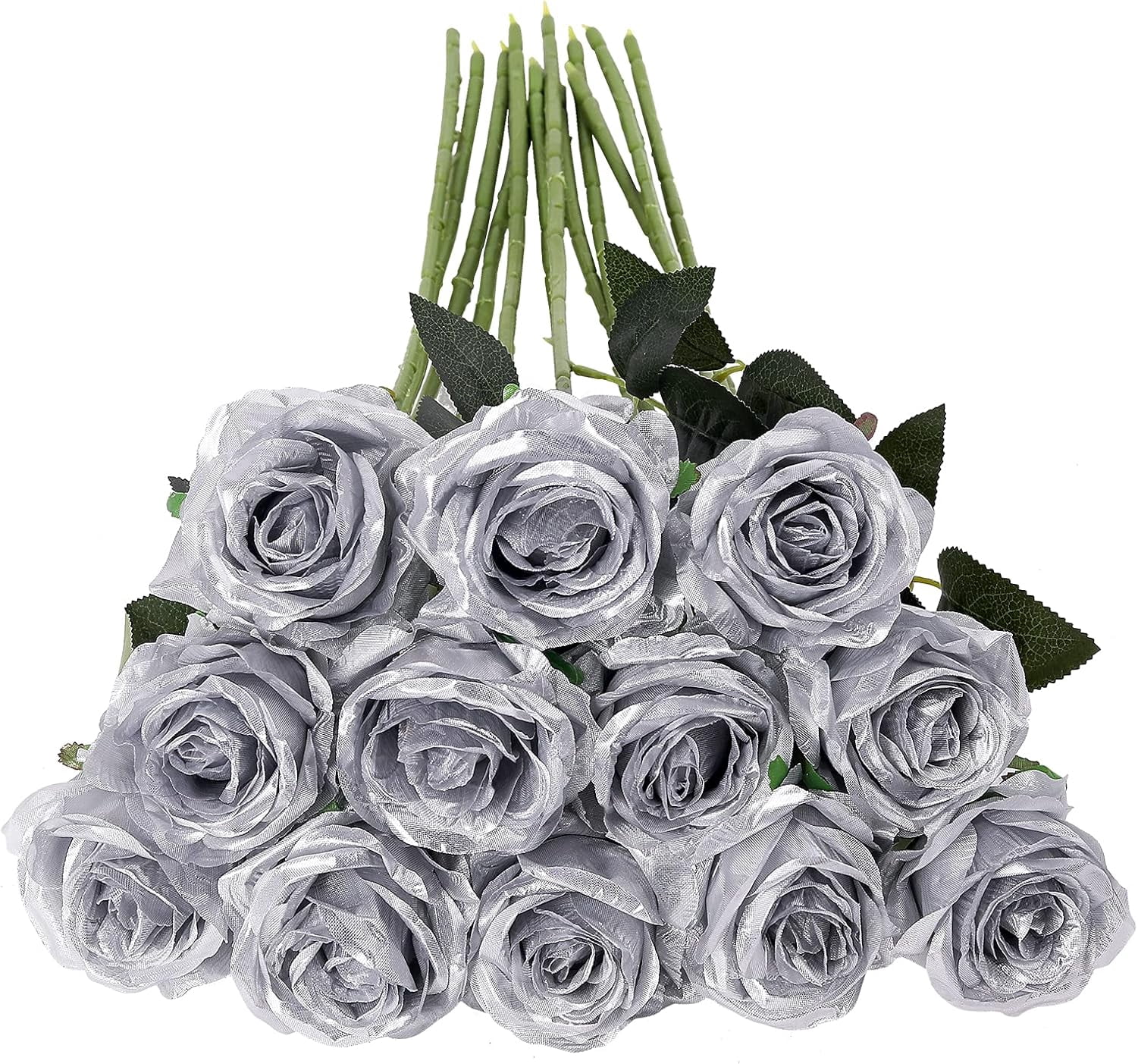Black Roses Artificial Flowers -12 pcs Realistic Single Long Stem Fake ...