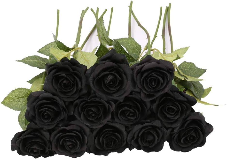 Black Roses Artificial Flowers Artificial Roses Real Touch Black Fake ...