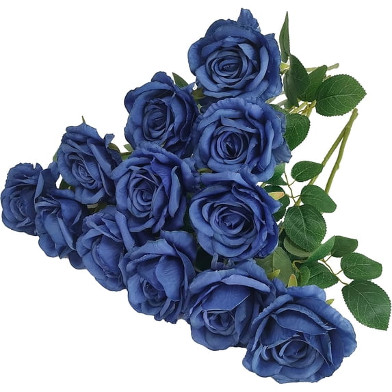 Black Roses Artificial Flowers Bulk,12 Pcs Fake Black Silk Flowers for Black Wedding Decor,Flower Diameter 4'',Black Artificial Flowers Plastic Black Roses Black Bouquet (Black)