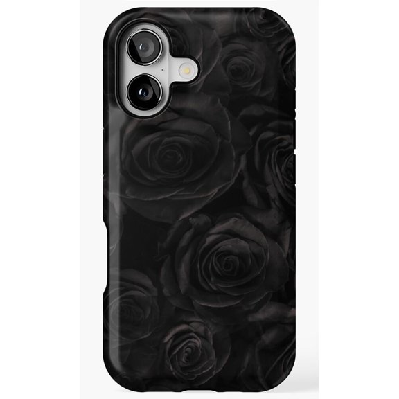 Black Roses Pattern Gothic Moody Dark Floral Art Phone Case for iPhone 17 16 15 14 13 12 11 Pro Max