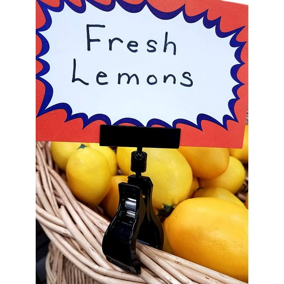 Black Rotating Swivel Clip Sign Holder for Surfaces up to 1" Thick - POP Clamp Display - 5 Pack