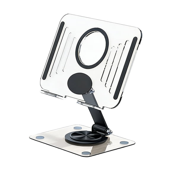 Black Rotating Tablet Stand Holder With 360 Degree Adjustment Portable Foldable Desktop Mount For Phones And Ipads Anti-Slip Base 0.77 Lb 1Pc