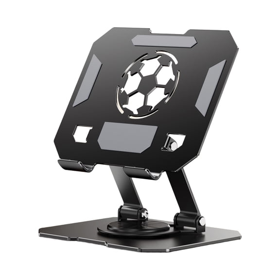 Black Rotating Tablet Stand Phone And Tablet Holder 360 Adjustable Aluminum Ally Portable Foldable Desktop Stand For Viewing Working Live Streaming Black