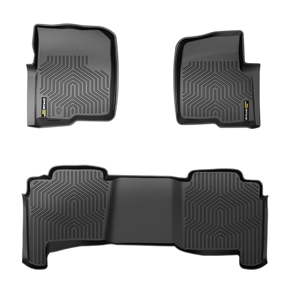 Black Rough Country All Weather Heavy Duty Floor Mats TPE Liner Fit for 2004-2008 Ford F-150 SuperCrew Cab