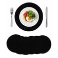 thumbnail image 1 of Black Round 15 Inch Placemats Set of 6, Solid Color Farmhouse Black HeatResistant Non Slip Place Mats for Dining Table, Wipeable Braided Kitchen Table Mats for Housewarming, 1 of 9