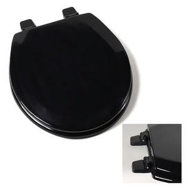 Black Round Closed Wood Molded Deluxe Toilet Seat