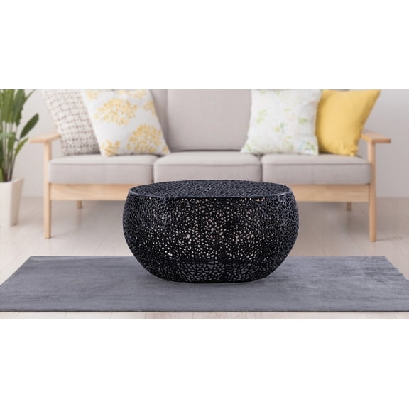 Black Round Coffee Table - Aluminum Casted Frame & Modern Interior Compatibility