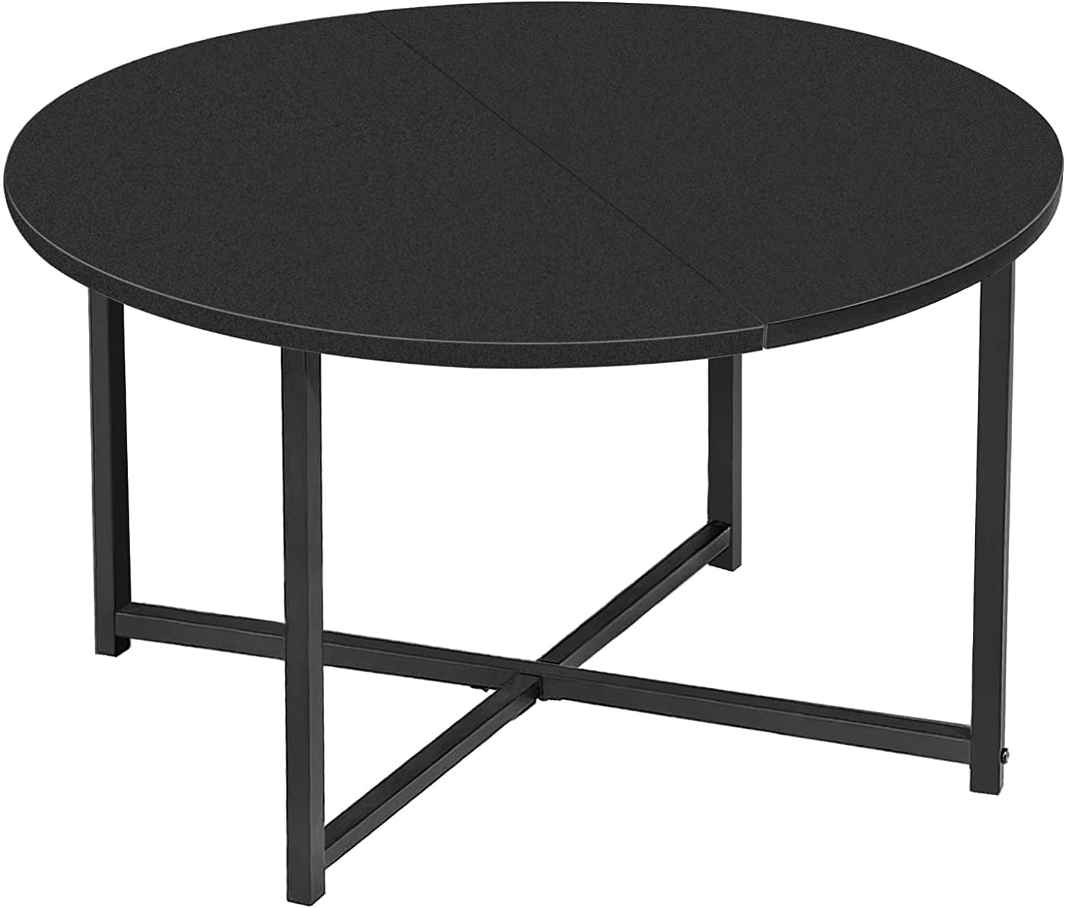 Black Round Coffee Table Small Circle Center Tea Table for Living Room