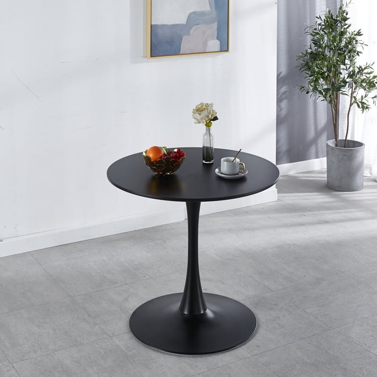 32 Inch Round Pedestal Table Tulip Wood Top Dining Table, 32