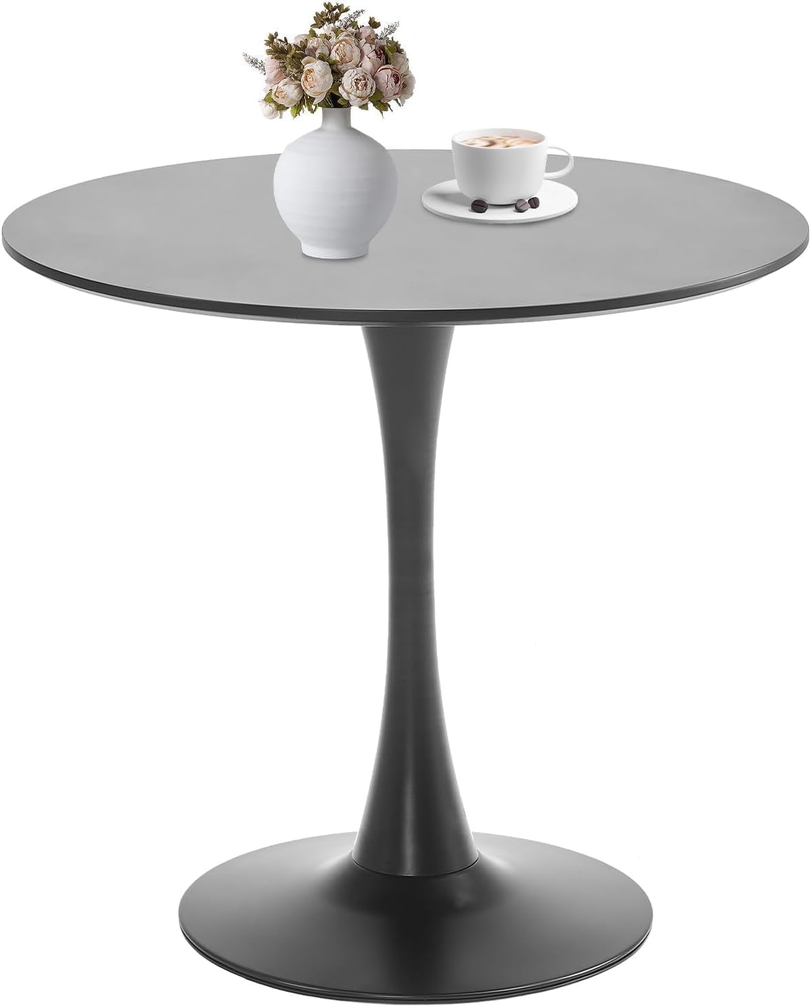 Black Round Dining Table, 31.5" Tulip Table Kitchen Round Dining Table for 2-4 People with MDF ...