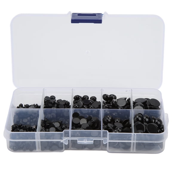 Black Round Doll Eyes, Flat Back Durable Sturdy Toy Eyes For Doll DIY