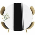 thumbnail image 1 of Black Round Fitted Table Cover Stripes Solid Color Waterproof Table Cloth with Elastic Edge Wipeable Tablecloth for Picnic Camping Party Fits 36"-44" Diameter, 1 of 8