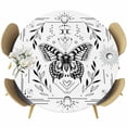 thumbnail image 1 of Black and Round Fitted Table Cover White Frame Butterfly Sun Moon Waterproof Table Cloth with Elastic Edge Wipeable Tablecloth for Picnic Camping Party Fits 55"-60" Diameter, 1 of 8