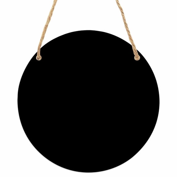 Black Round Front Door Welcome Sign, 7.8 Inch Wall Hanging Decor for Indoor Outdoor, Pure Black Home Porch Hanger Decorations for Holiday Gift