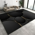 thumbnail image 1 of Black Round Gold Edge Art Area Rugs, Abstract Circular Geometry Soft Washable Carpet, Upholstery Rug With Non-Slip Backing For Kids Bedroom Living Room Dining Room Study 3x4ft, 1 of 6