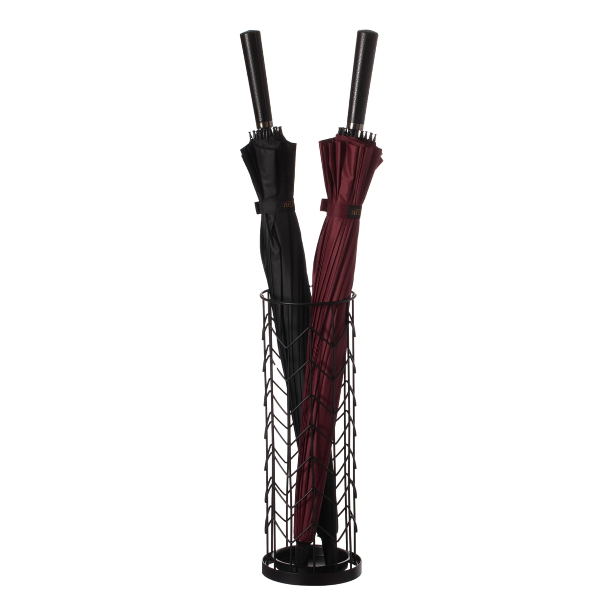 Black Metal Round Umbrella Holder Stand with Drip Tray