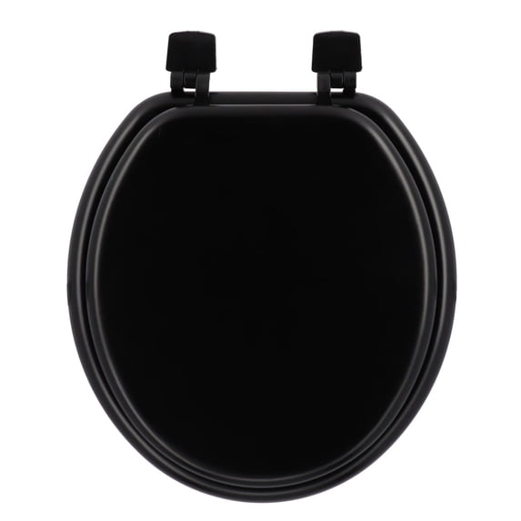 Black Round Molded Wood Toilet Seat 17 Inches