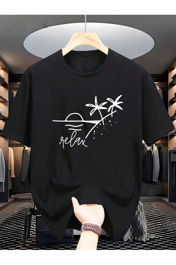 Black Round-Neck T-Shirt for Men, Made of 100%, Trendy And, Perfect for Self-Expression, Ideal for Street Fashion, Great for Daily Use, Casual And Athletic, Men'S Tee