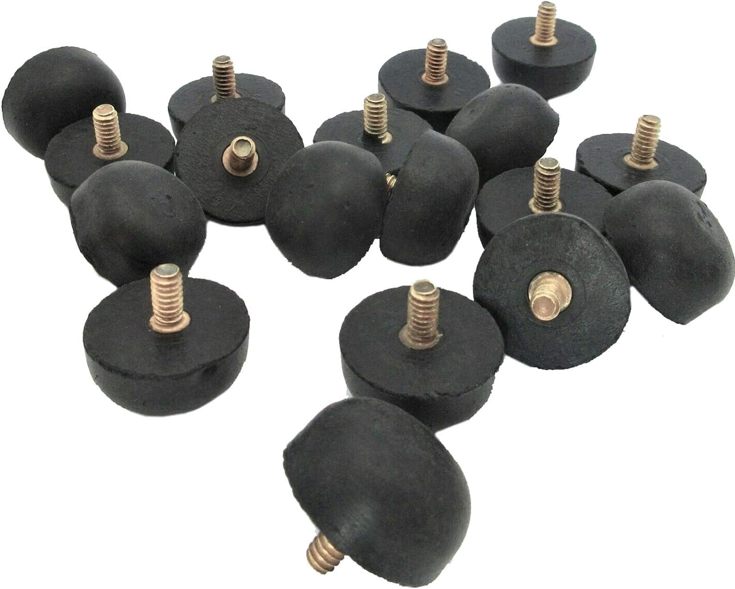 Black Round Rubber Feet With Bolt 1" Diameter X 1/2" Height With 10