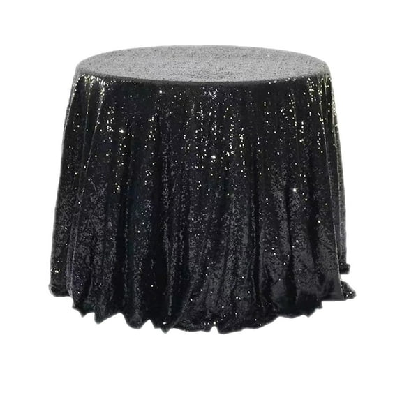 Black Round Sequin Tablecloth Glitter Fabric Tablecloth Small Round Sparkling Tablecloth For Wedding Birthday Party Christmas Decoration 100X100Cm 39.37X39.37 Inches