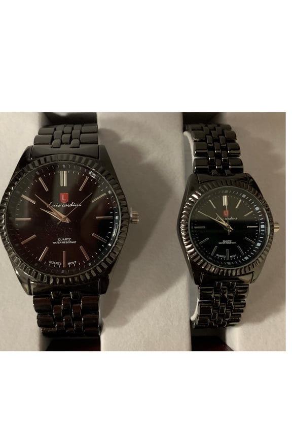 Black Round Shaped Dress Watch Pair Set