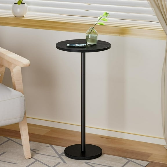 Black Round-Sided Table, Drink Table for Narrow Spaces, Modern And Stylish Evening Table, Round Table for Bedside, Bedroom Table Next to The Sofa
