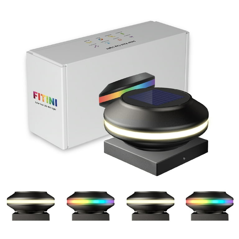 Solar powered round store post cap lights