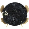 thumbnail image 1 of Black Round Tablecloth 45-54 Inch Round Fitted Table Cloth with Elastic Edge, Modern Abstract Dot Starry Night Aesthetics Waterproof Table Cover Protector for Outdoor Picnic Party Dining, 1 of 6