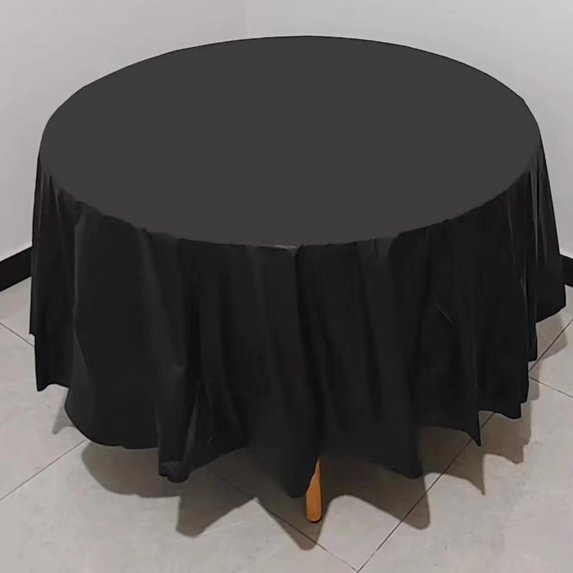 Black Round Tablecloth – Ngheia 84 Inch Polyester Circular Table Cover for Dining & Events, Stain & Wrinkle Resistant Washable Fabric, Perfect for Parties & Spring Gatherings