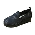 thumbnail image 1 of Black Round Toe Loafers For Women With Flat Thick Sole One-Foot Design Casual And Winter Versatile Wear, 1 of 9