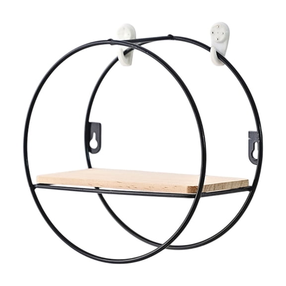 Black Round Wall Shelf Iron Living Room Wall Decorative Shelf Home Bedroom Room Wall Hanging Small Storage Rack 1Pc 7.87 X 7.87 X 4.13 Inches 0.66Lb