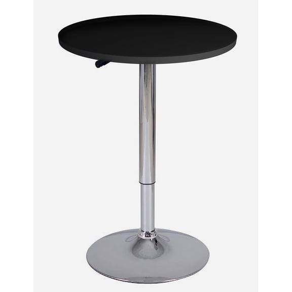 Black Round Wood Bar Table Adjustable Height 34-44 in