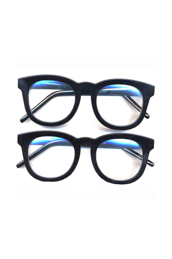 Black Rounded Thick Frame Clear Glasses