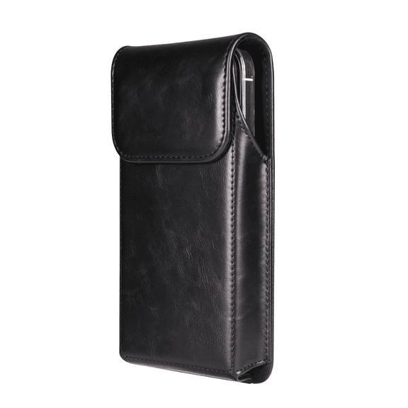 Black Rubbed Leather Magnetic Cell Phone Case is Compatible with Cricket Magic, Outlast, Icon 5