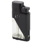 Black Rubber Matte Vector Twister Dual Flame Jet Torch Cigar Butane Lighter 9311
